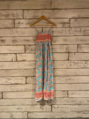 cupshe tropical print crochet maxi dress NWT Cupshe Tropical Print Crochet Waist Maxi Dress Side Zip Size Medium